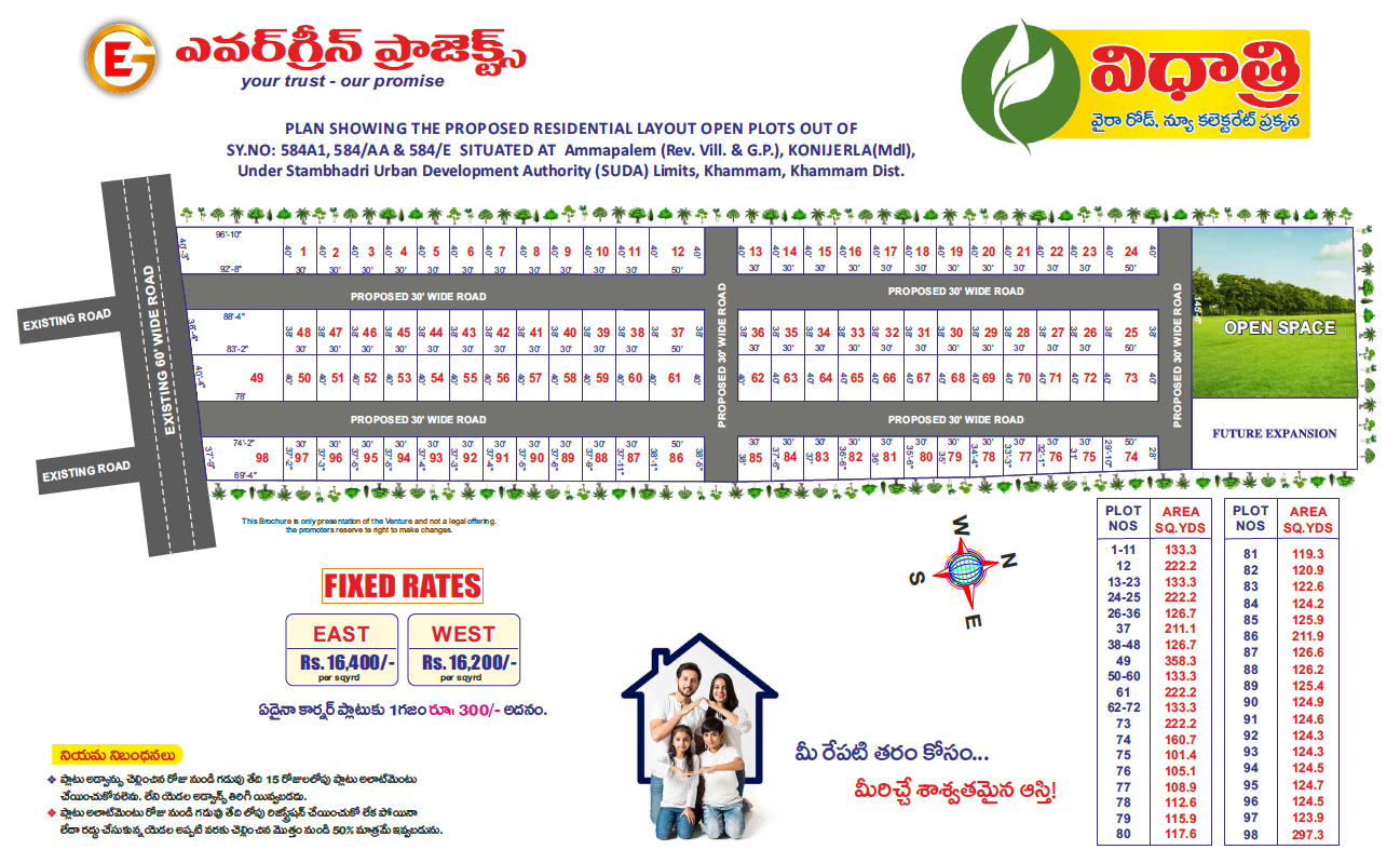 Vidhatri Layout Plan by Evergreen Projects - Khammam